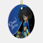 Cheer Blue Cheerleader Diva Girl Keramisch Ornament (Rechts)