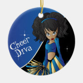 Cheer Blue Cheerleader Diva Girl Keramisch Ornament (Voorkant)