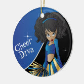 Cheer Blue Cheerleader Diva Girl Keramisch Ornament (Links)
