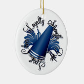 Cheer Blue en Silver, met twee zijden bezaaid Keramisch Ornament (Rechts)