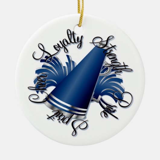 Cheer Blue en Silver, met twee zijden bezaaid Keramisch Ornament (Voorkant)
