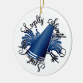 Cheer Blue en Silver, met twee zijden bezaaid Keramisch Ornament (Links)