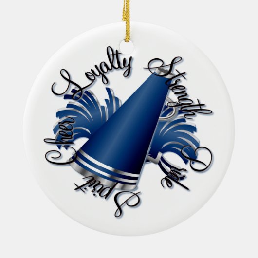 Cheer Blue en Silver, met twee zijden bezaaid Keramisch Ornament (Achterkant)