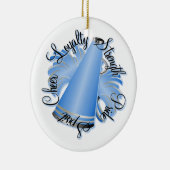 Cheer Blue en White, met twee zijden bezaaid Keramisch Ornament (Rechts)