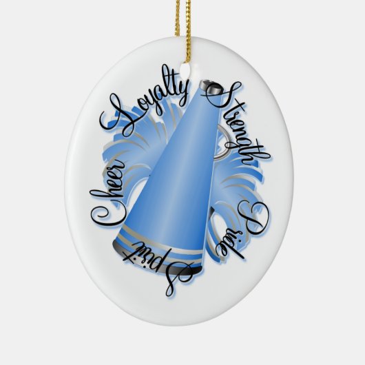 Cheer Blue en White, met twee zijden bezaaid Keramisch Ornament (Rechts)