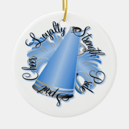 Cheer Blue en White, met twee zijden bezaaid Keramisch Ornament