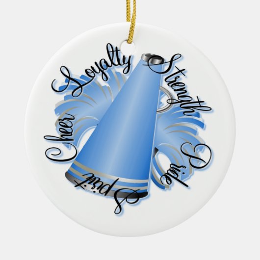 Cheer Blue en White, met twee zijden bezaaid Keramisch Ornament (Voorkant)
