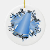 Cheer Blue en White, met twee zijden bezaaid Keramisch Ornament (Achterkant)