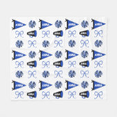 Cheer Camp Blue and Black Cheerleadering Pompom   Fleece Deken (Voorkant (Horizontaal))