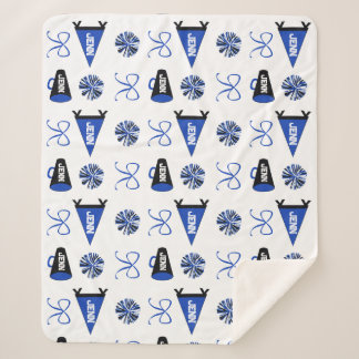 Cheer Camp Blue and Black Cheerleadering Pompom Sherpa Deken