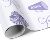 Cheer Camp Paarse Cheerleadering Pompom Verjaardag Cadeaupapier (Rol Hoek)