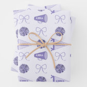 Cheer Camp Paarse Cheerleadering Pompom Verjaardag Inpakpapier Vel (In situ)