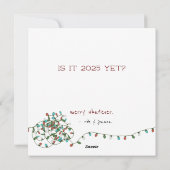 Cheer Cat Funny Tangled Kat in Xmas Lights Ivoor Feestdagenkaart (Achterkant)