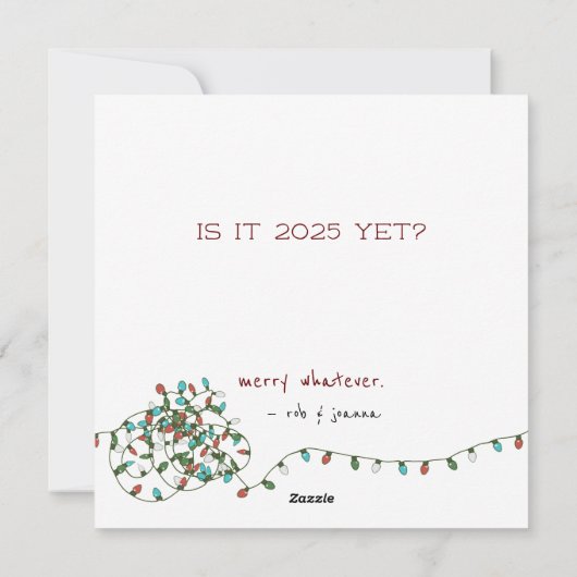 Cheer Cat Funny Tangled Kat in Xmas Lights Ivoor Feestdagenkaart (Achterkant)