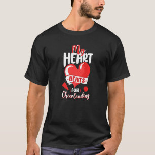 Cheer Cheerlead hart Mijn hart slaat op de borst T-shirt