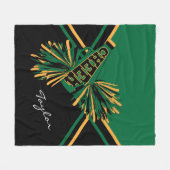Cheer 📣 Cheerleader - Donkergroen, goud en zwart Fleece Deken (Voorkant (Horizontaal))