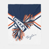 Cheer Cheerleader 📣 - marine, Oranje, wit Fleece Deken (Voorkant)