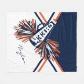 Cheer Cheerleader 📣 - marine, Oranje, wit Fleece Deken (Voorkant (Horizontaal))