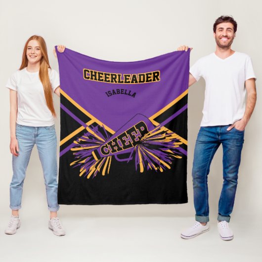 Cheer Cheerleader 📣 - Paars, goud en zwart 2 Fleece Deken (In situ)