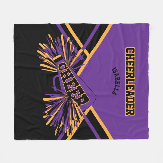 Cheer Cheerleader 📣 - Paars, goud en zwart 2 Fleece Deken (Voorkant (Horizontaal))