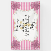 Cheer Cheerleader Pink | Gold Girl Birthday Party Spandoek (Verticaal)