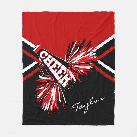 Cheer Cheerleader 📣 - Rood, zwart, wit Fleece Deken (Voorkant)