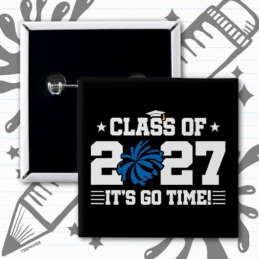 Cheer Cheerleading Afstuderen Eindexamenklas 2027 Vierkante Button 5,1 Cm
