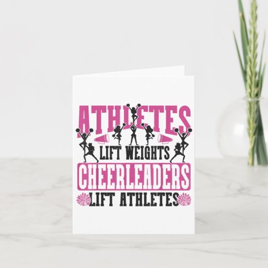 Cheer Cheerleading Athletes Lift Weights Cheerlead Kaart (Voorkant)