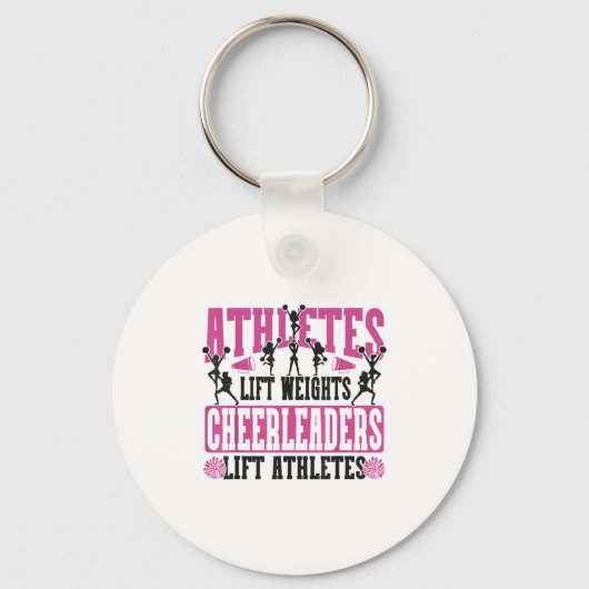 Cheer Cheerleading Athletes Lift Weights Cheerlead Sleutelhanger (Voorkant)