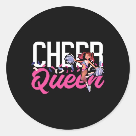 Cheer Cheerleading Cheer Koningin Ronde Sticker (Voorkant)