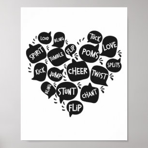 Cheer Cheerleading Hart Woordwolk Tuck Liefde Spli Poster