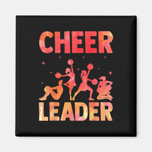 Cheer Cheerleading Waterverf Regenboog Cheer Leade Magneet
