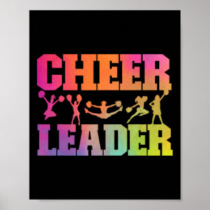 Cheer Cheerleading Waterverf Regenboog Cheer Leade Poster