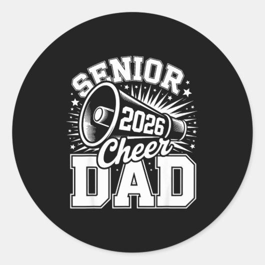 Cheer Class Senior 2026 Proud 2026 Dad Cheerleader Ronde Sticker (Voorkant)