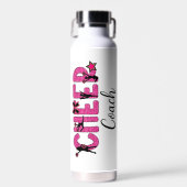 Cheer Coach Cheerleading Pink Glitter Gepersonalis Waterfles (Voorkant)