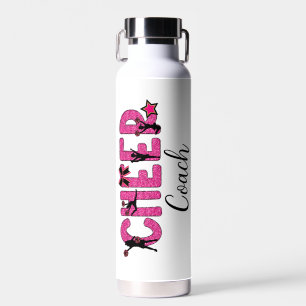 Cheer Coach Cheerleading Pink Glitter Gepersonalis Waterfles