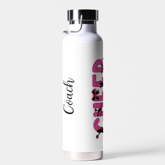 Cheer Coach Cheerleading Pink Glitter Gepersonalis Waterfles (Rechts)