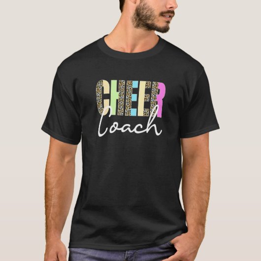 Cheer Coach Leopard Cheerleading Cute Cheer Coach T-shirt (Voorkant)