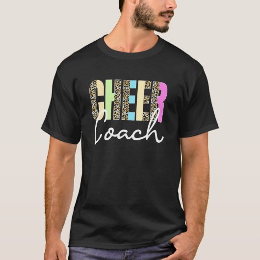 Cheer Coach Leopard Cheerleading Cute Cheer Coach T-shirt (Voorkant)