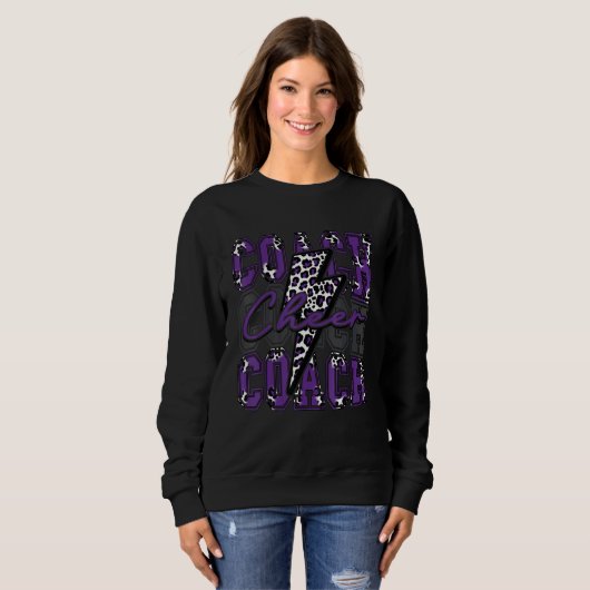 Cheer Coach Lightning Bolt Cheer Leopard Purple Trui (Voorkant volledig)