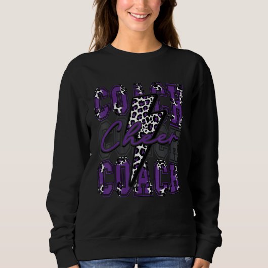 Cheer Coach Lightning Bolt Cheer Leopard Purple Trui (Voorkant)