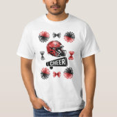 Cheer Coquette Bow Amerikaans Football Herfst T-shirt (Voorkant)