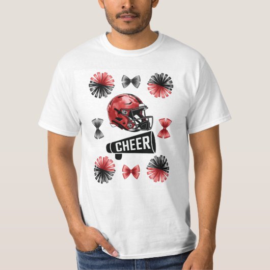 Cheer Coquette Bow Amerikaans Football Herfst T-shirt (Voorkant)