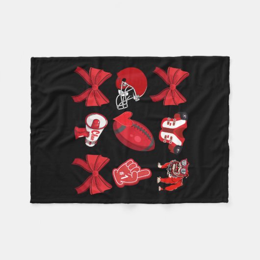 Cheer Coquette Bow Football Mama Spel Dag Kerst Fleece Deken (Voorkant (Horizontaal))