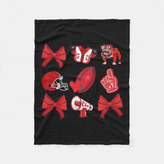 Cheer Coquette Bow Football Mama Spel Dag Kerst Fleece Deken (Voorkant)