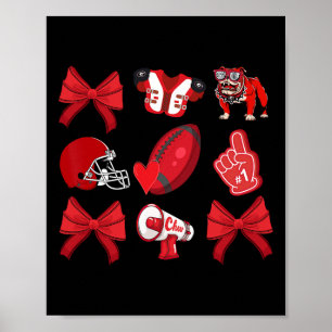 Cheer Coquette Bow Football Mama Spel Dag Kerst Poster