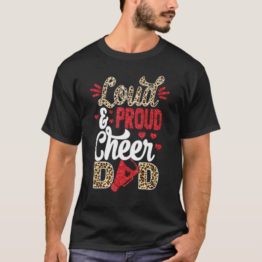 Cheer Dad Biggest Fan Leopard Print And Pom Pom T-shirt (Voorkant)