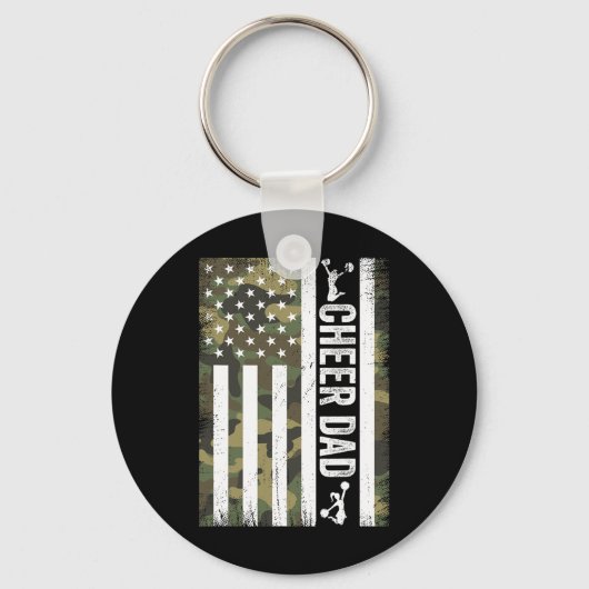 Cheer Dad Camo Amerikaanse vlag vaders dag cheerle Sleutelhanger (Voorkant)