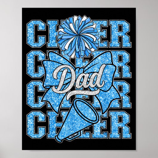 Cheer Dad Daddy Bow Srt Cheerleader Cheerleading B Poster (Voorkant)