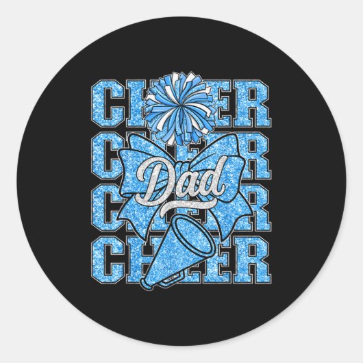 Cheer Dad Daddy Bow Srt Cheerleader Cheerleading B Ronde Sticker (Voorkant)